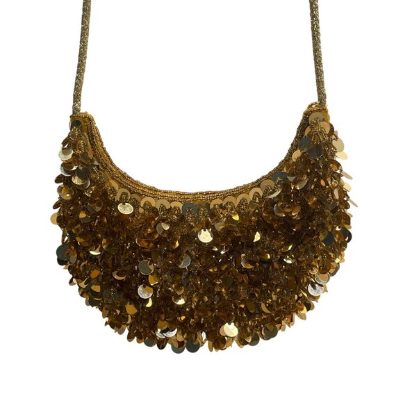 Unbranded Women’s Gold Sequin Beads With Rope Strap Evening Crossbody Bag - Picture 4 of 13